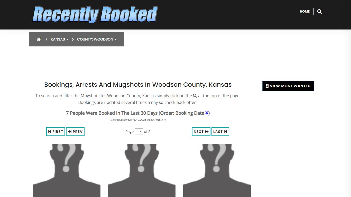 Bookings, Arrests and Mugshots in Woodson County, Kansas - Recently Booked