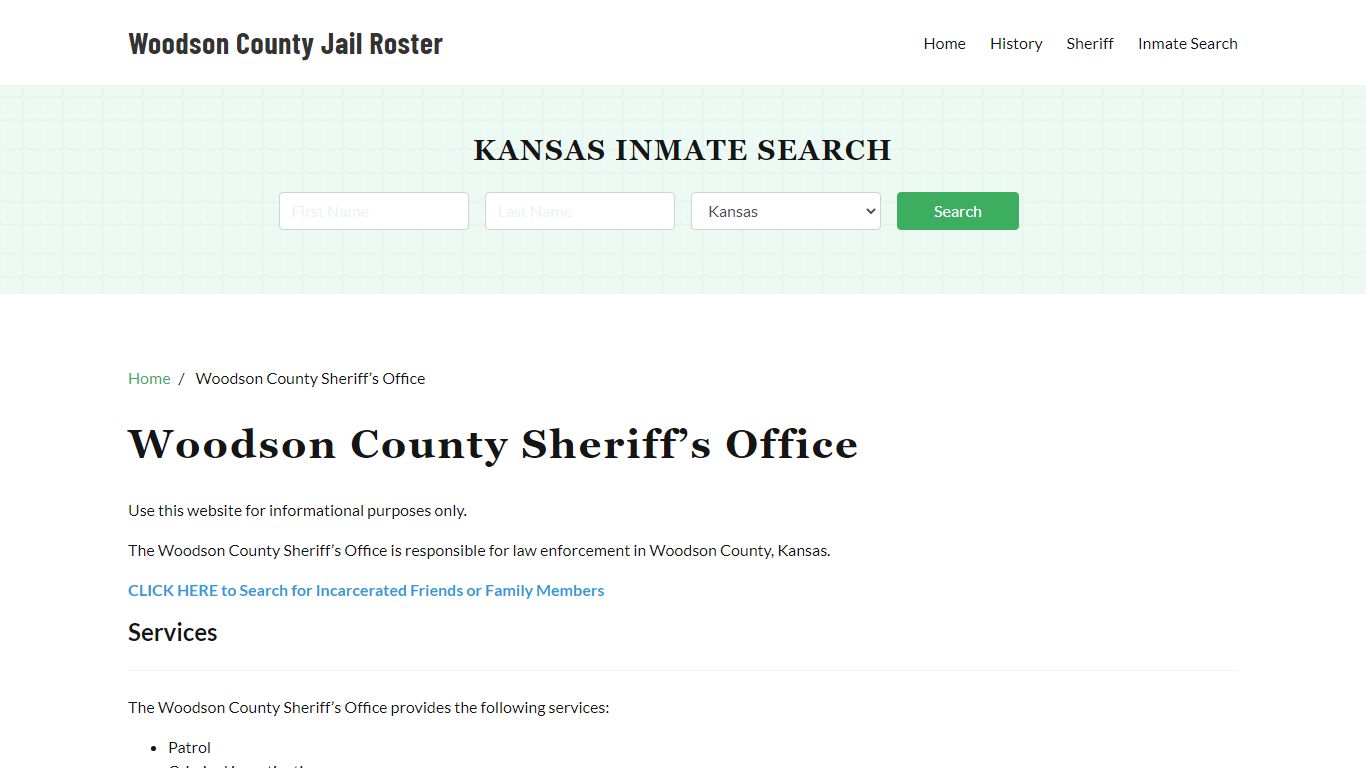 Woodson County Sheriff Office, KS, Arrest Warrants Search
